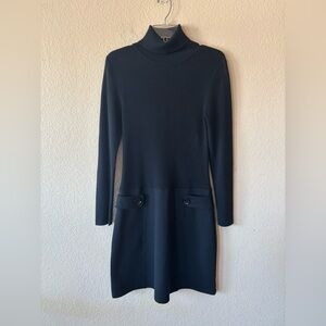 Michael‎ Kors Black Ribbed Knit Long Sleeve Dress M